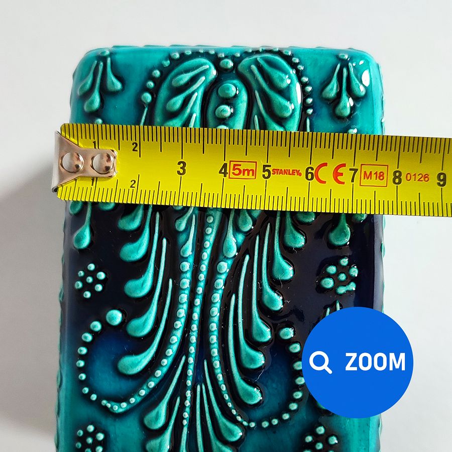 Ceramic jewelry box, turquoise/green/emerald — handmade pottery product image (9)