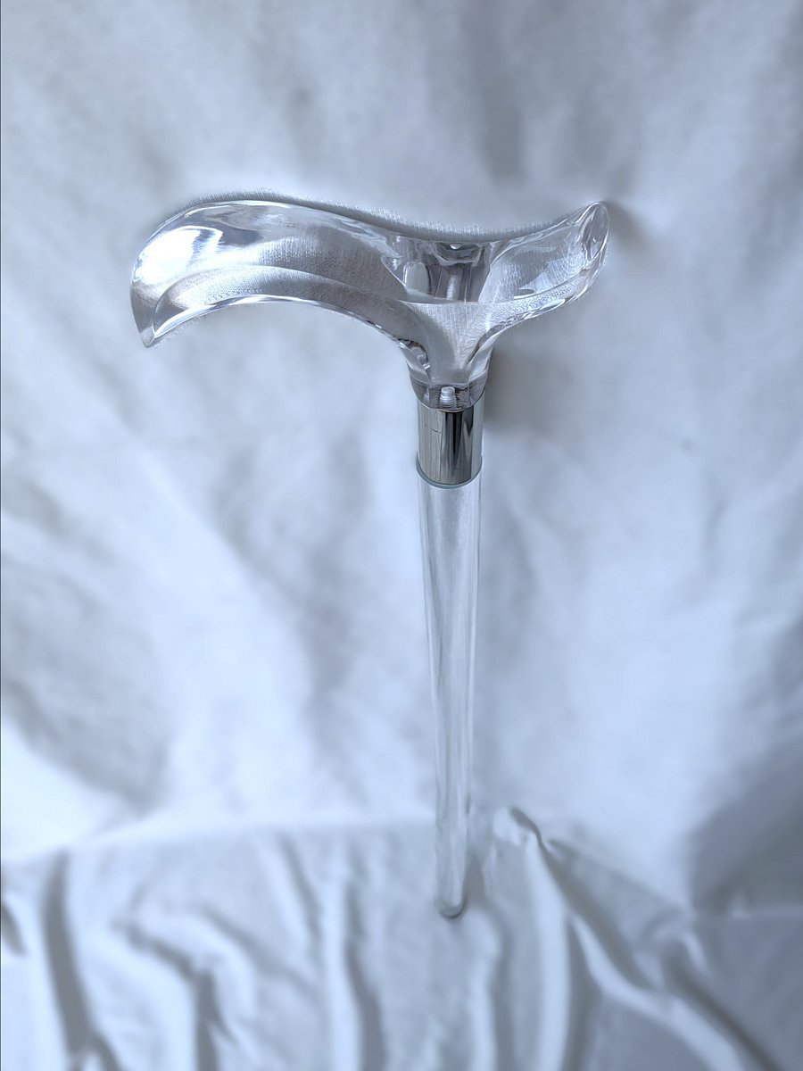 Derby Handle Clear Acrylic Walking Cane – Stylish Invisible & Ergonomic Mobility Aid for Men and Women Modern Handcrafted Stick product image (3)