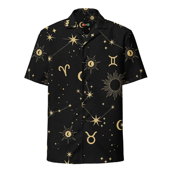 Celestial Zodiac Gold Print Hawaiian Shirt product image (1)