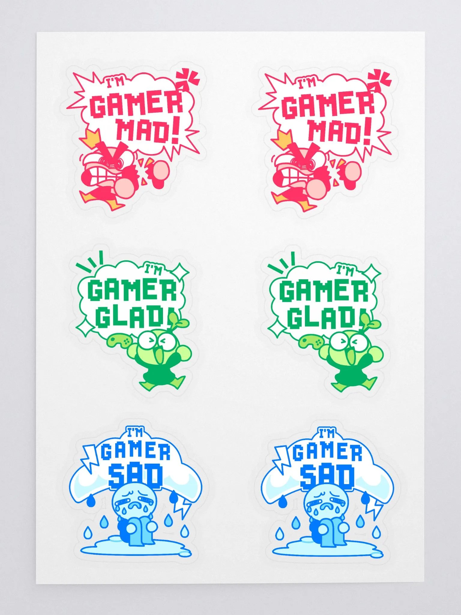 💢Gamer Mad, 🌱Gamer Glad, 💧Gamer Sad Sticker Sheet product image (3)