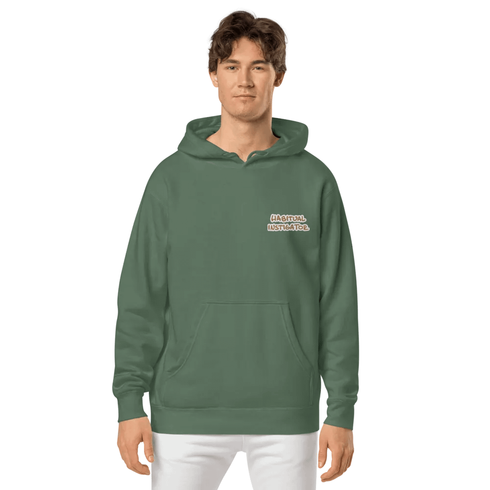 Habitual Instigator (L.C. brown bubble design) embroidered pigment hoodie product image (2)
