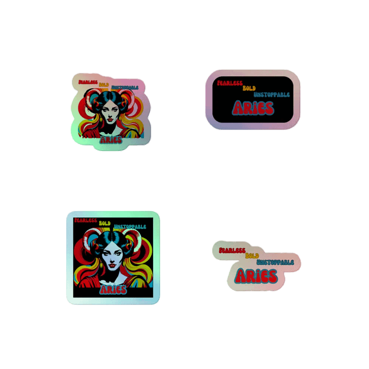 Aries 2025, Fearless, Bold, Unstoppable, Holo Sticker Pack product image (2)