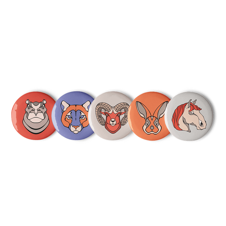 Whimsy Critters - Set of 5 Pin Buttons product image (1)