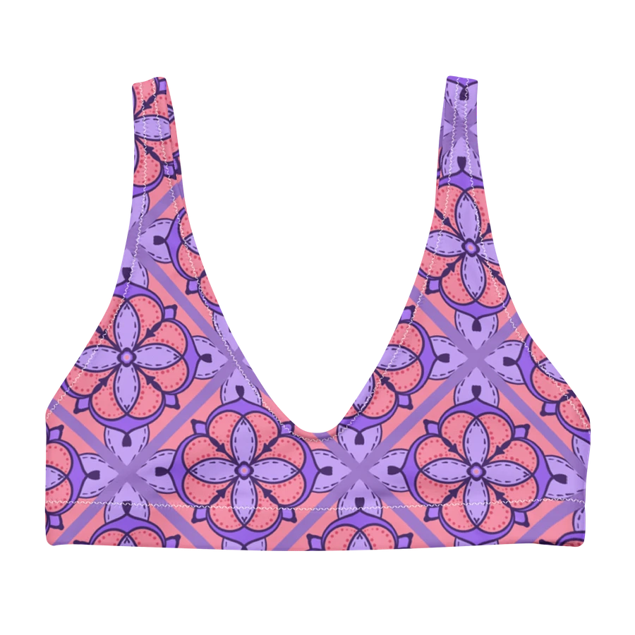 Peach and Lilac Symmetry Pattern Padded Bikini Top product image (4)