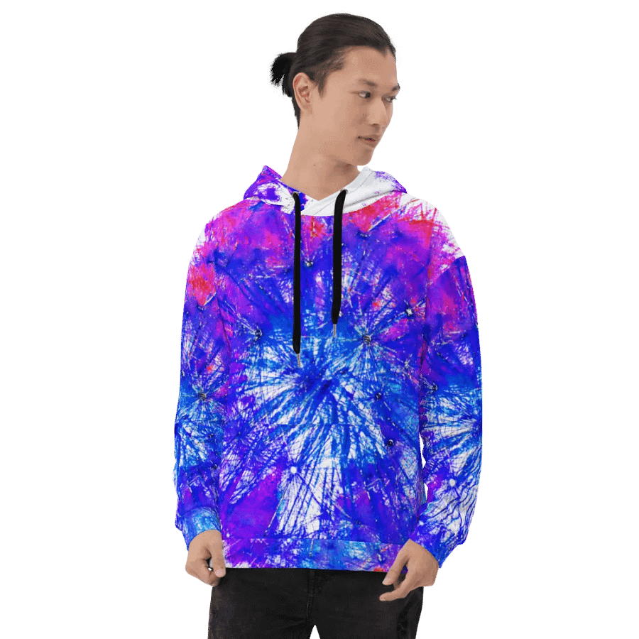 Abstract Bright Neon Dandelion Seeds Unisex Pull Over Hoodie product image (9)