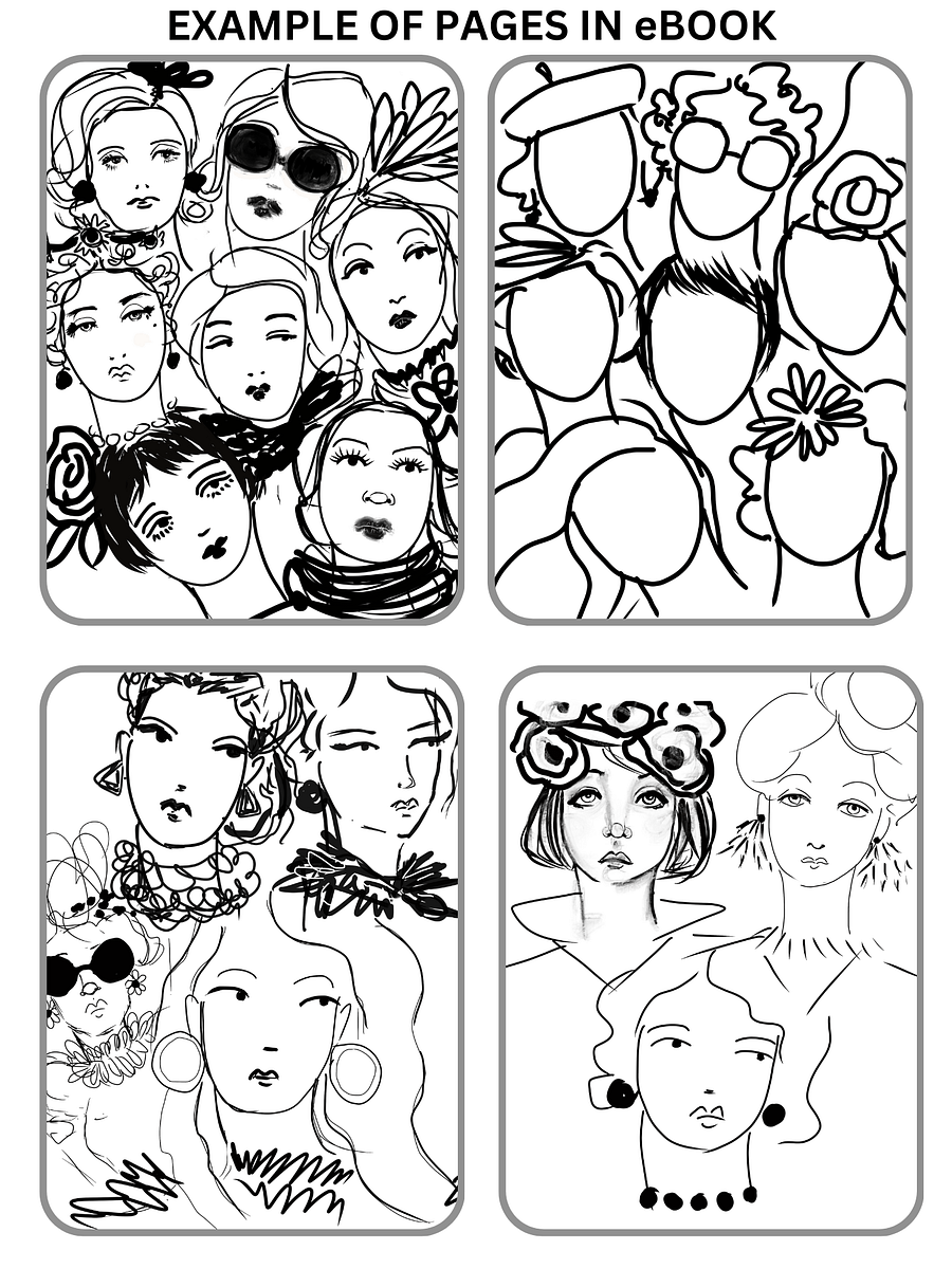 Draw Whimsical Faces EASY! - Step By Step Illustrated Book with Coloring Pages (Downloadable/Printable eBook) product image (2)