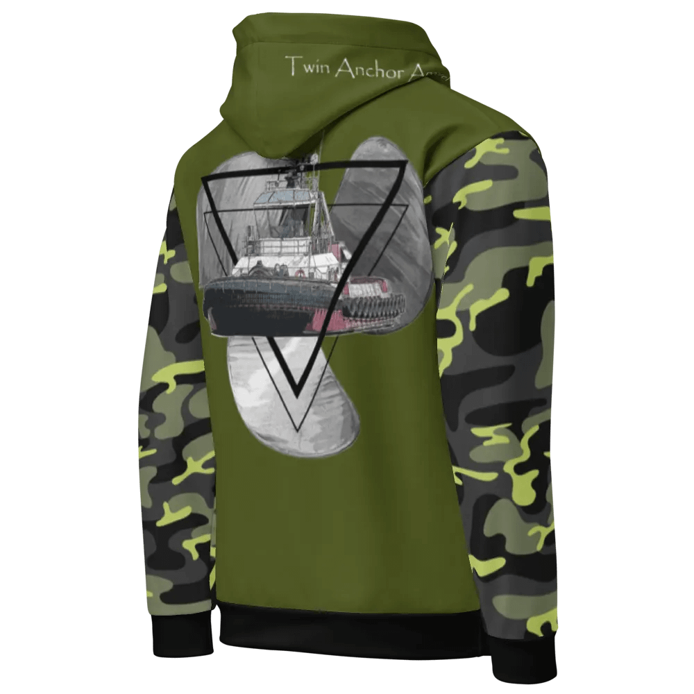 Camouflage & Green Three blade prop triangle Athena tug Hoodie product image (8)