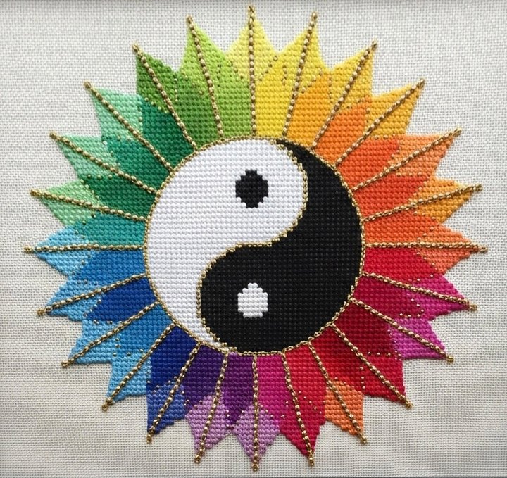 Color Burst Yin Yang Cross Stitch product image (1)