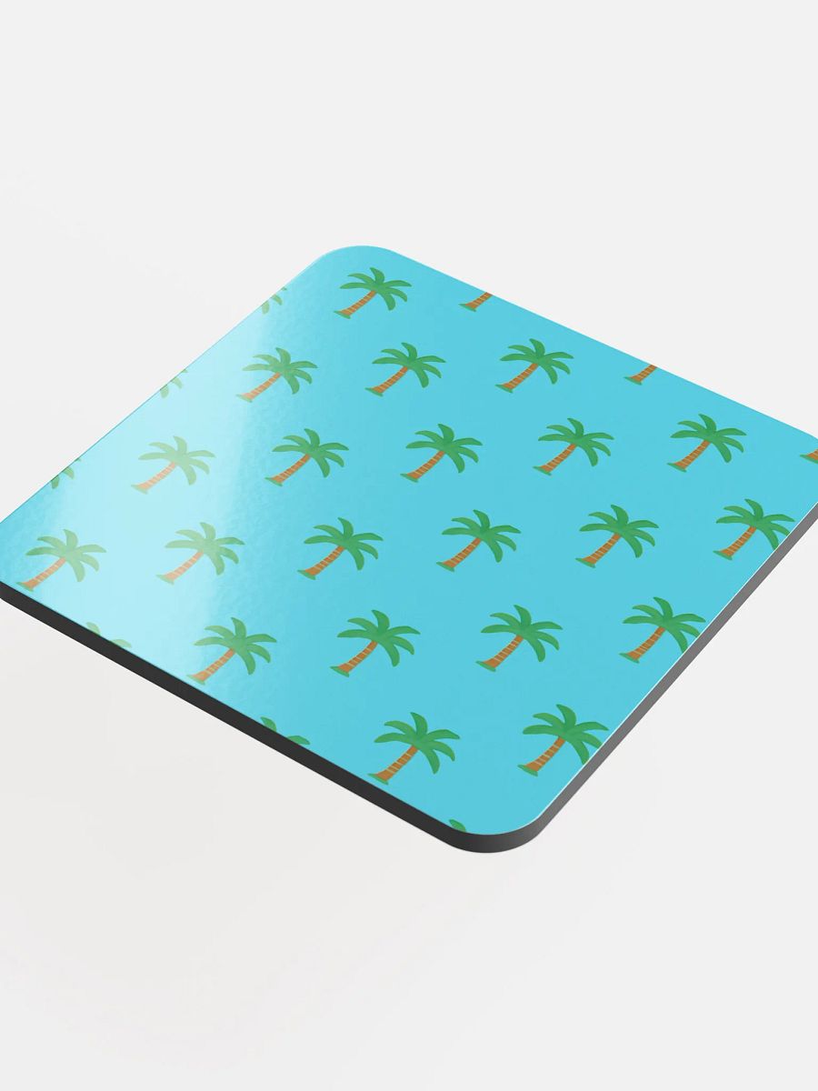 Tropical Palm Trees Blue Cork Coaster product image (4)