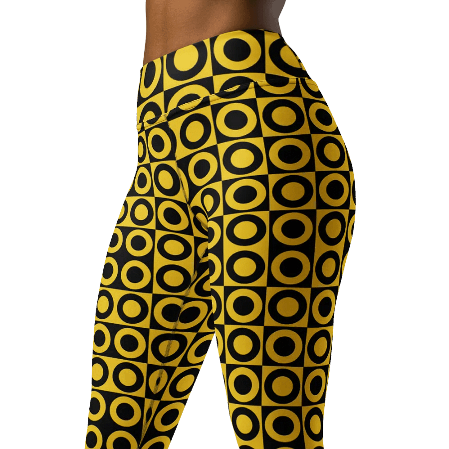 Retro Circles Leggings - Black and Yellow Geometric Pattern product image (6)