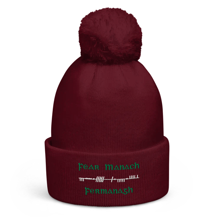 Fermanagh/Fear Manach Scholastic Style Ogham embroidered Pom-Pom Beanie product image (2)