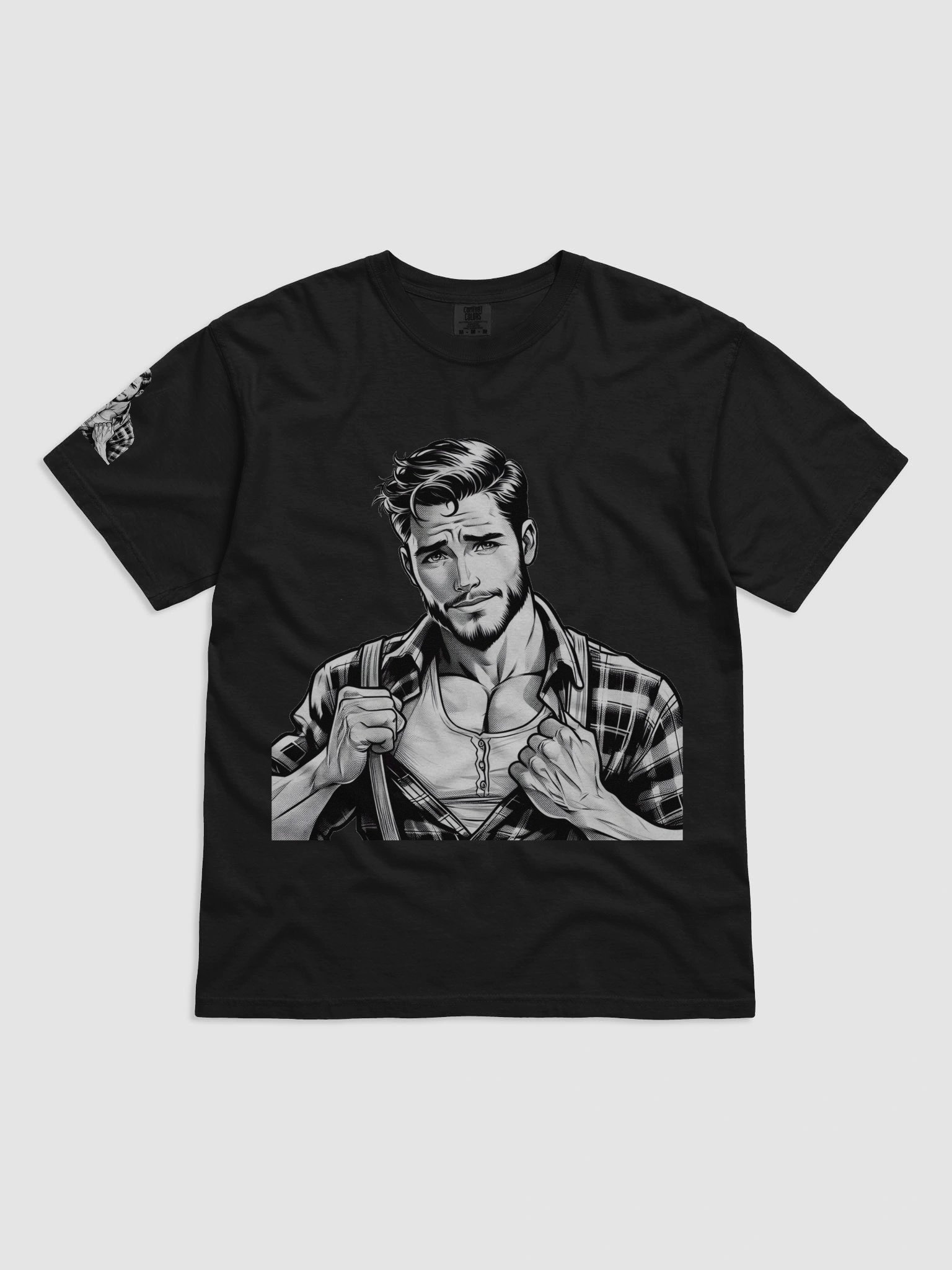 Limited Time Offer Lucky DIP bonus! Gay Lumberjack Muscle Hunk Tom of Finland Tribute LGBTQ Gay Pride Color-In Graphic Design T Shirt. product image (1)