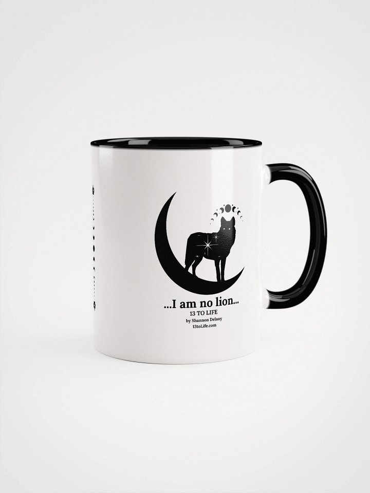 I Am No Lion – Wolf and Moon Mug – 13 TO LIFE Mug with Accent Color Interior and Handle product image (7)