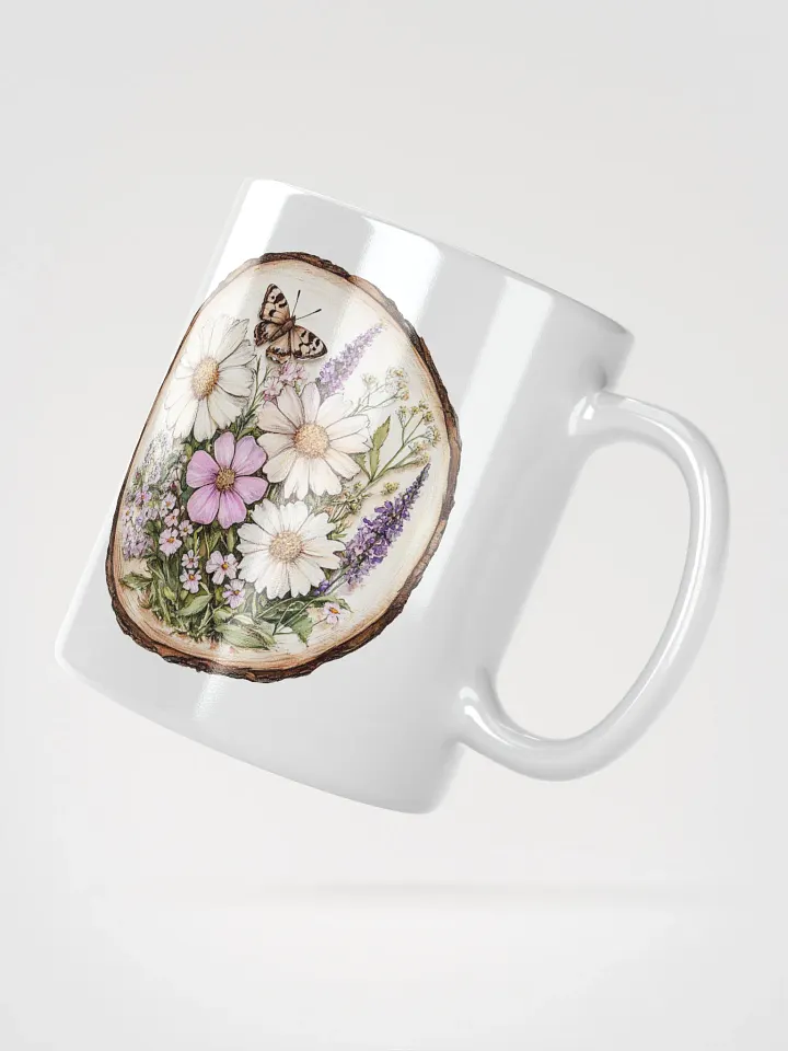 Butterfly Wildflower Round Wood Art Mug product image (2)