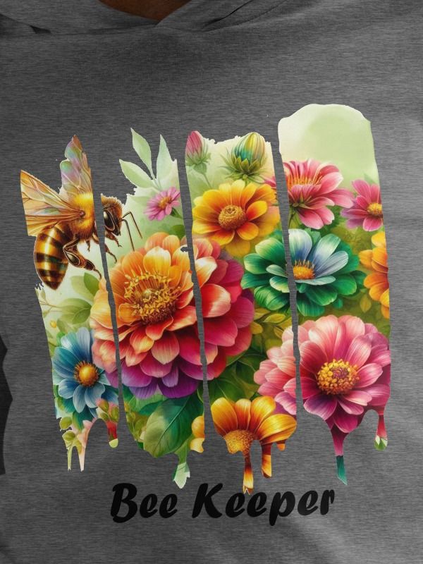 Bee Keeper Floral Long Sleeve Hooded Tee | Beekeeper Gift product image (2)