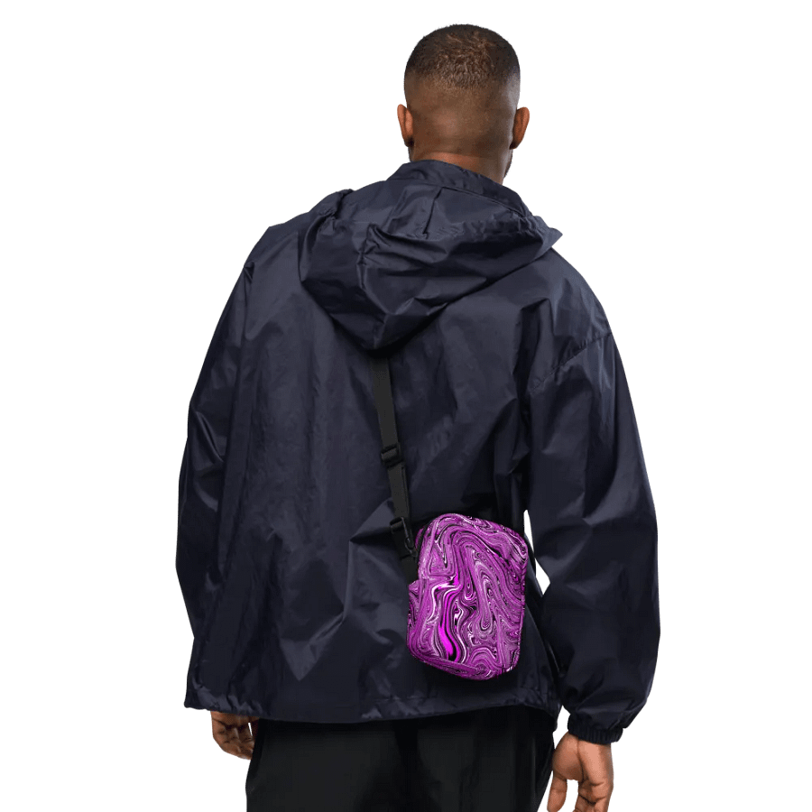 Utility Crossbody Bag - Purple and White Fluid Swirls product image (12)