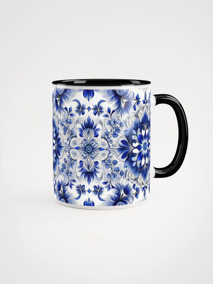 Coffee Mug with Color Inside - Blue and White Floral Design product image (1)