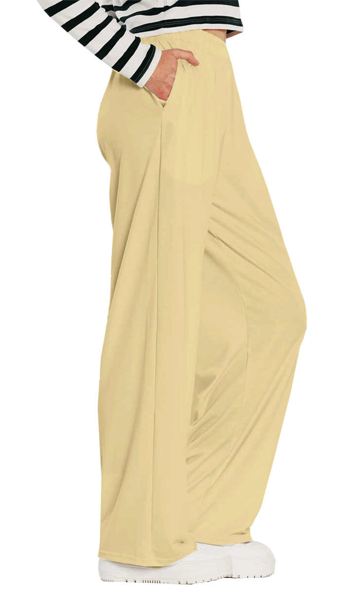 Plain Color Butter Wide-Leg Pants product image (1)