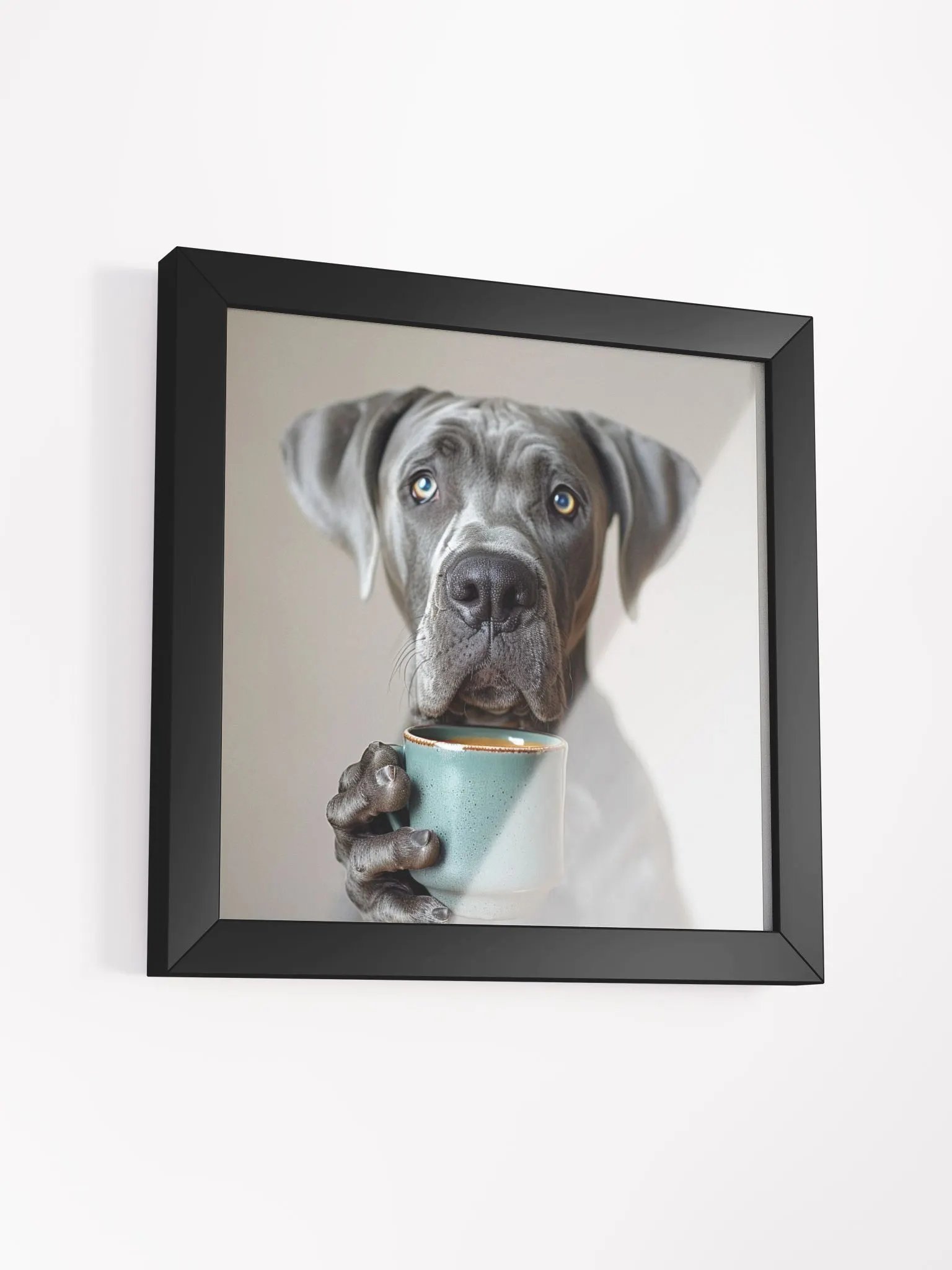 Cute Coffee Lover Great Dane Dog Framed Wall Art product image (2)