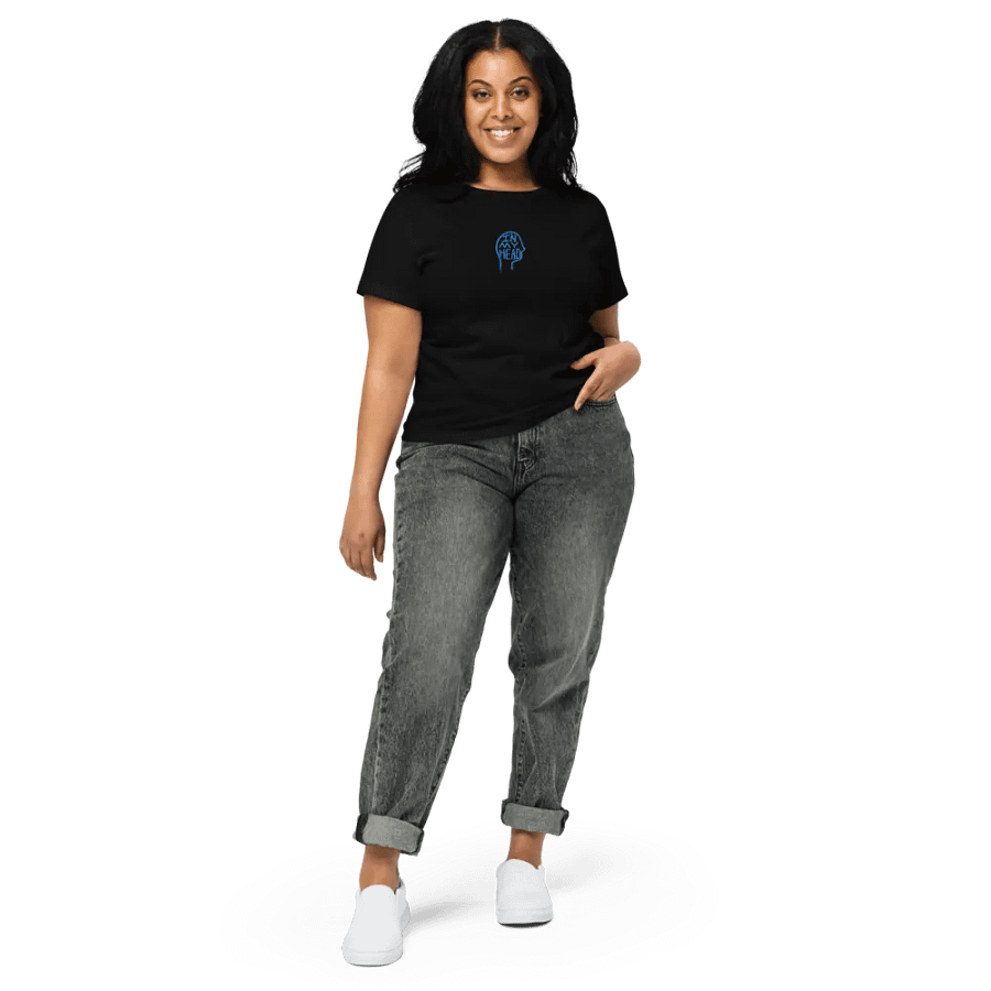 In My Head (aqua) embroidered waist length t-shirt product image (3)