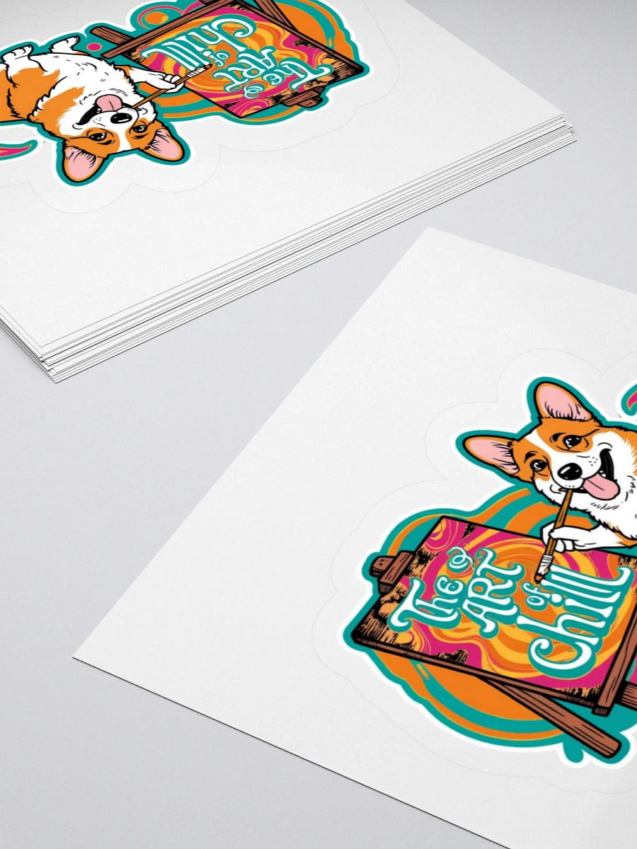 Chill Corgi Art Kiss Cut Stickers product image (10)