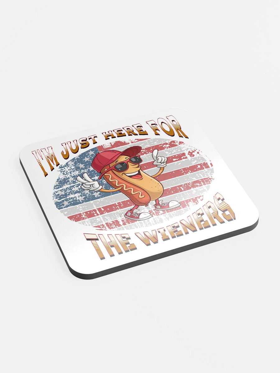 Im Just Here For The Wieners Hotdog Patriotic Peace Coaster product image (3)