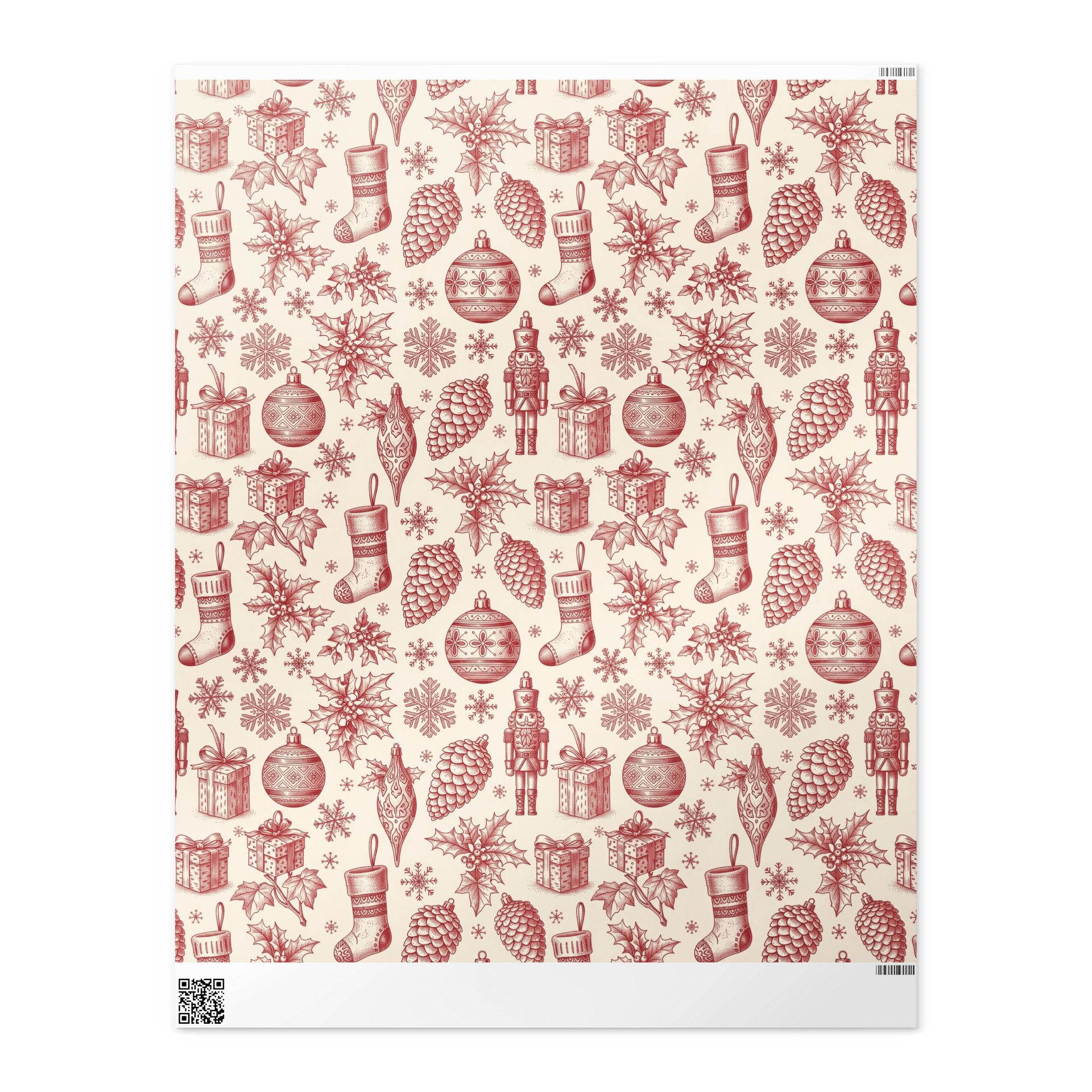 Vintage Christmas Ornaments Red Toile Chinoiserie Wrapping Paper product image (2)