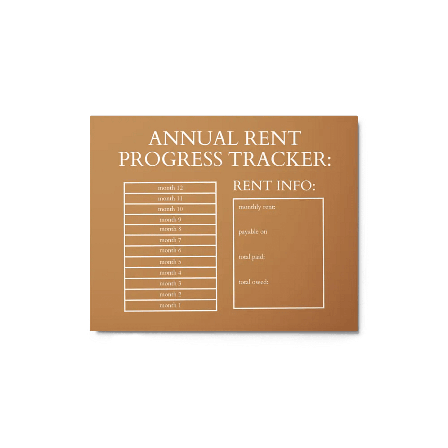 HIGHFALUTIN ANNUAL RENT TRACKER (white design 14) product image (1)