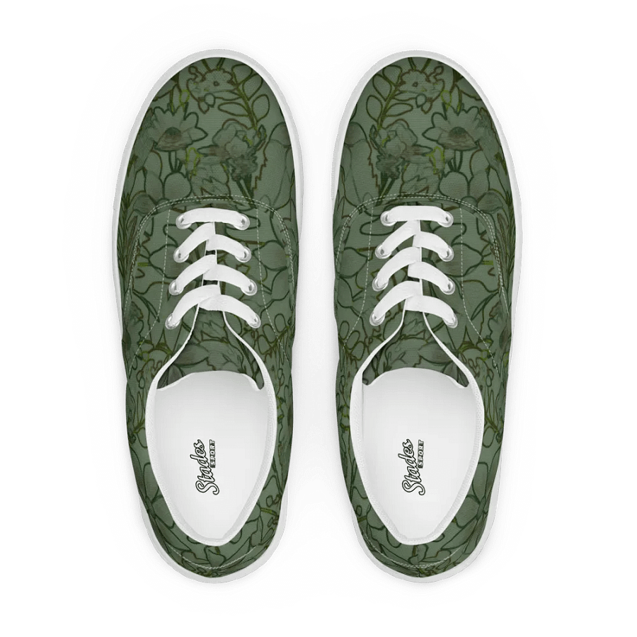 Line art Green and Dark green Floral/Women's Lace-Up Canvas Shoes by Allcolor product image (2)