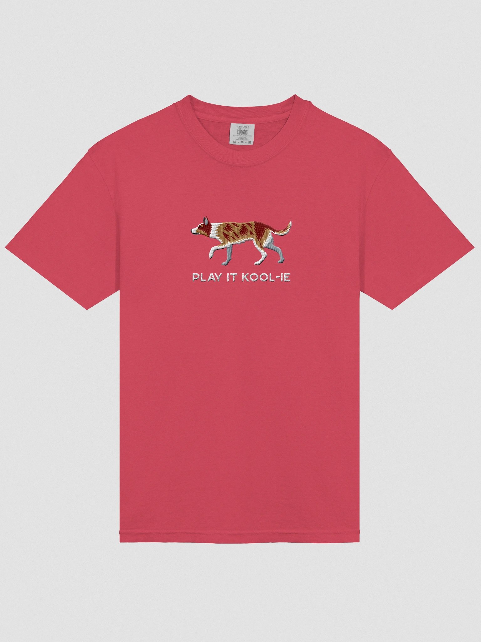Play It Kool-ie T-Shirt(Embroidered) of an Australian Koolie(Red Merle Tricolor) product image (6)