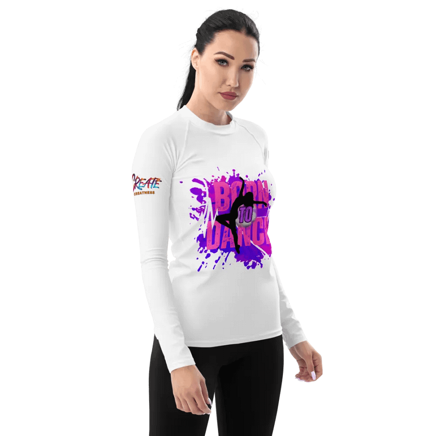 Born to Dance Her Silhouette Vibrant Splatter Rash Guard product image (2)