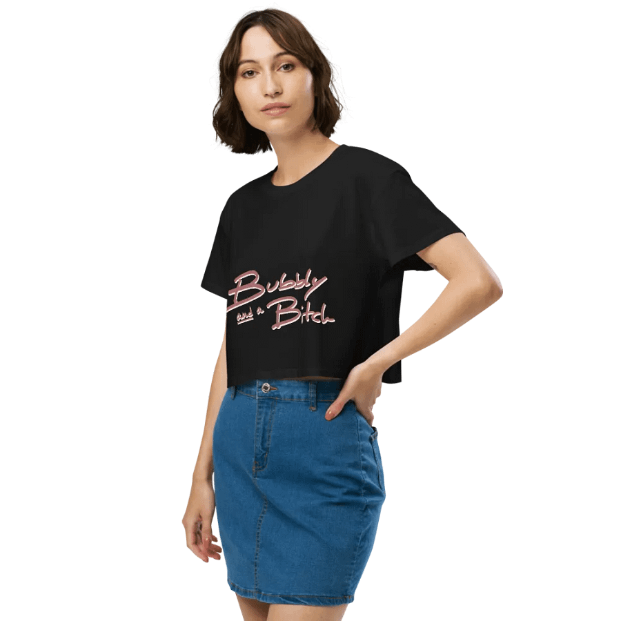 Bubbly and a B*tch (mauve shadow design) printed cotton crop top product image (10)