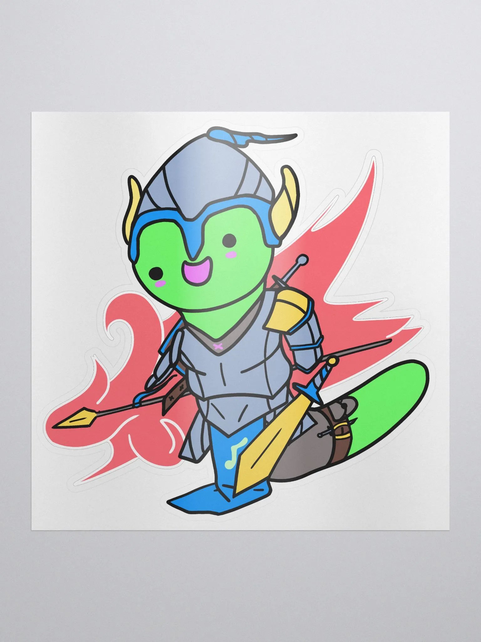 RPG Worm - Fighter Class Kiss Cut Sticker product image (1)