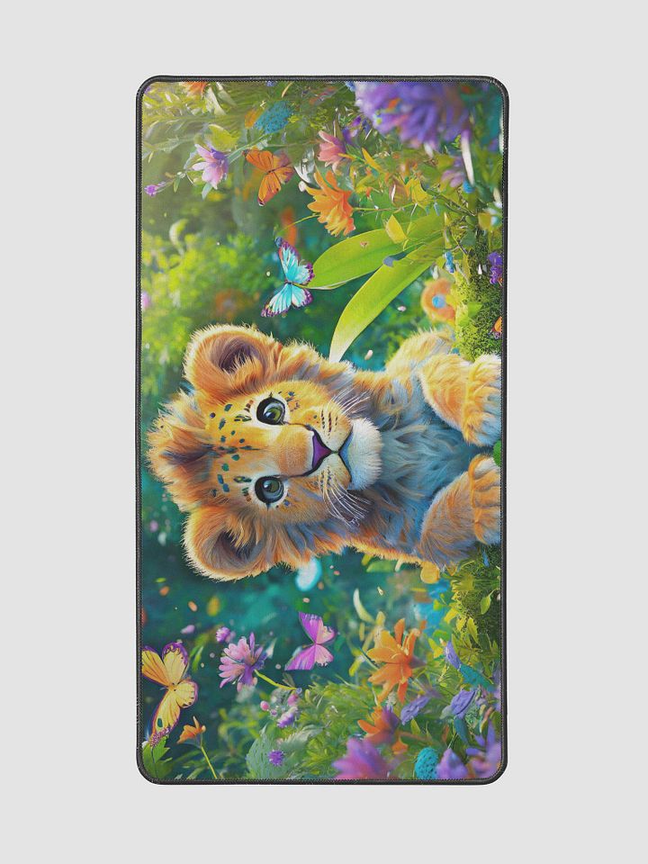 Adorable Baby lion with Butterflies wild life -Gaming Desk Mat 15.5