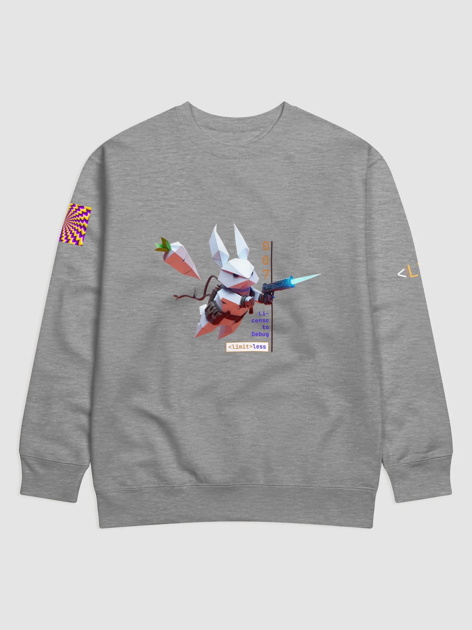 Cyborg Bunny 007 Unisex | Retro Hacker Sweatshirt – Funny Geek Wear for Coders & Agents product image (1)