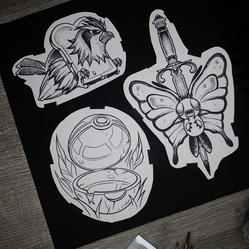 Moooore medium sized flash designs from the convention! 
Quickly claim them, nownownow! 

#flashdesigns #tattooflash