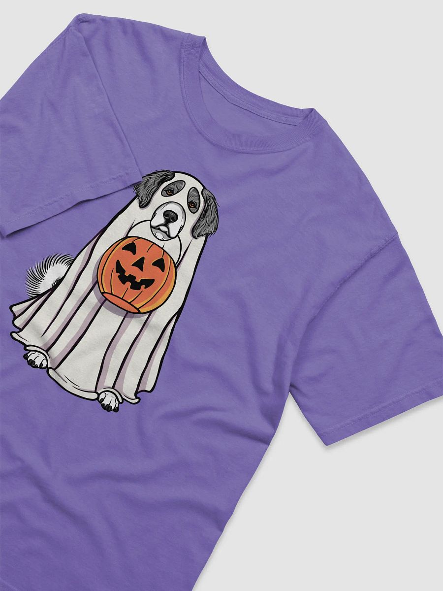 Funny Halloween Great Pyrenees(Gray) T-Shirt | Funny Pyr Wearing a Ghost Costume and Holding a Pumpkin Basket product image (29)