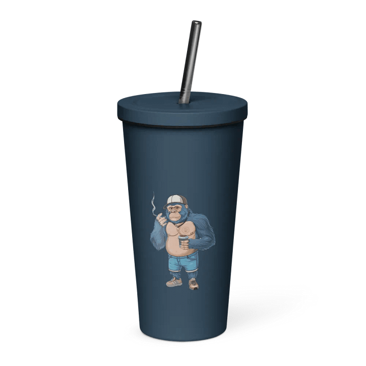 Blue Gorilla Insulated Tumbler with a Straw product image (1)