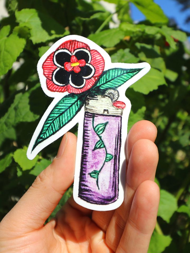 3" Floral Lighter Sticker product image (1)
