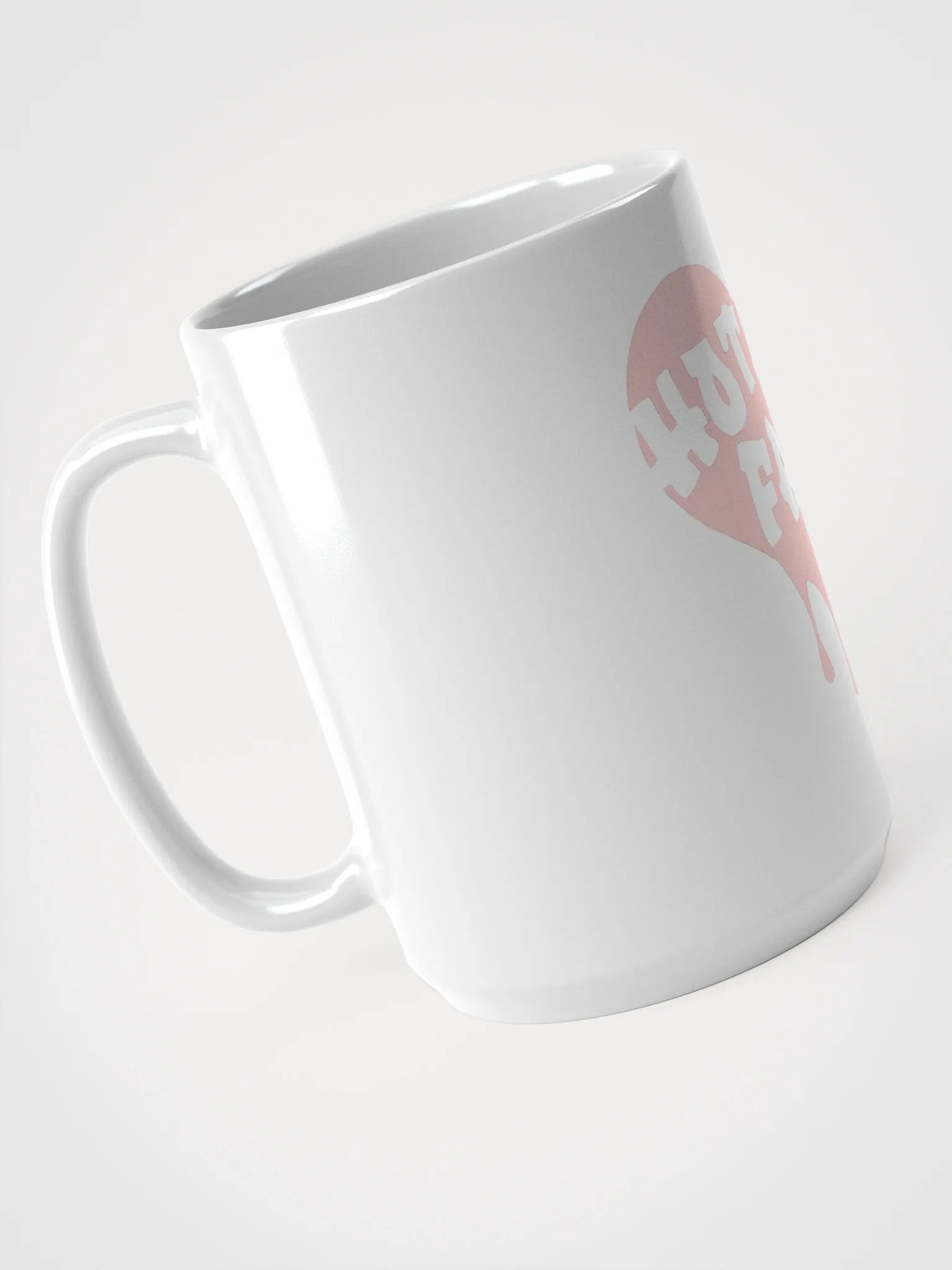 HOT BOX FAM TRANSPARENT PALE PINK HEART LOGO COFFEE MUG product image (3)