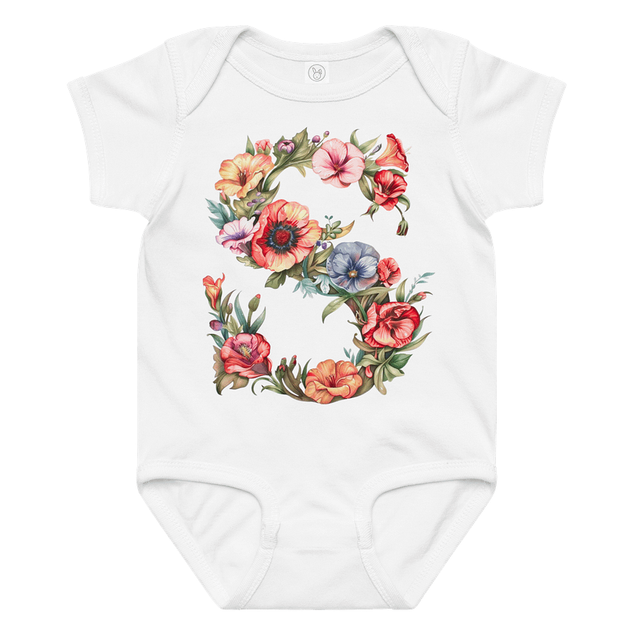 Floral Letter S Baby Bodysuit product image (1)