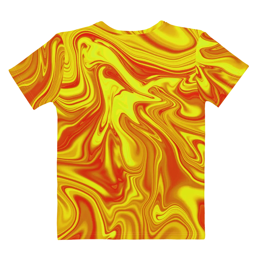 Women's Crew Neck Tshirt - Yellow and Red Digital Fluid Art product image (6)
