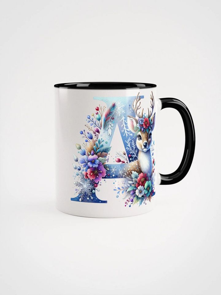 Letter A Christmas Winter Deer red, white and blue Ceramic Mug product image (2)