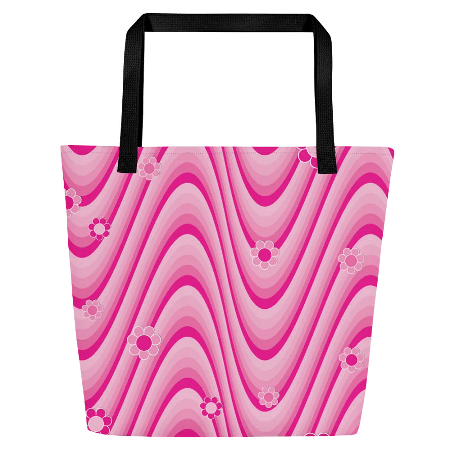 Retro Flowers Pink Wave Tote Bag product image (2)