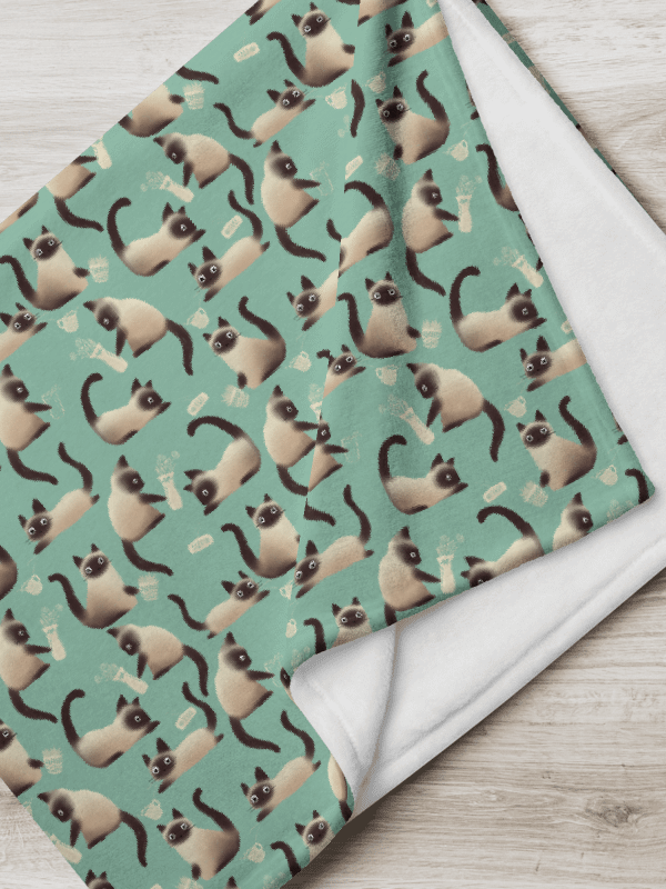 Bad Siamese Cats Knocking Stuff Over Throw Blanket, Mint product image (9)