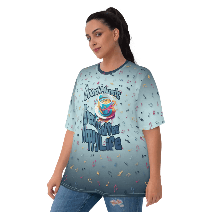 Good Music Great Coffee Happy Life All Over Print T-shirt product image (10)
