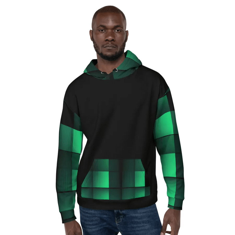 Black And Green Squares Unisex Hoodie product image (6)
