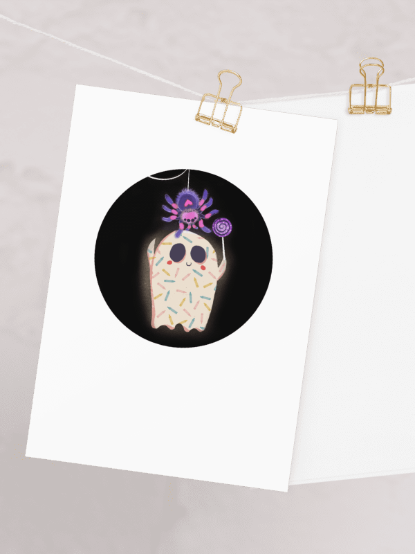 Little Ghost & Pet Spider - Greeting Card product image (1)