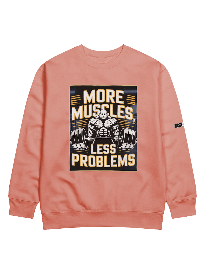 "MORE MUSCLES, LESS PROBLEMS" premium cotton sweatshirt product image (3)