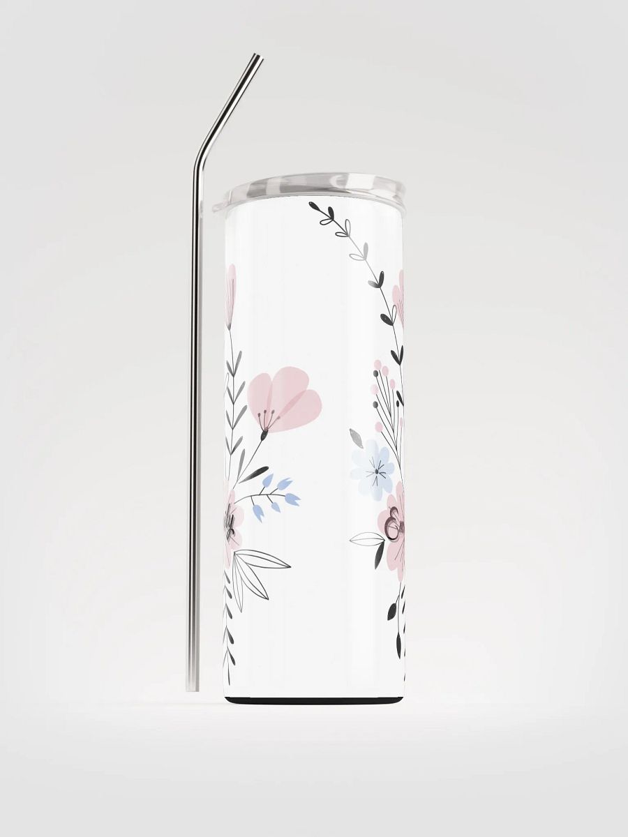 20oz Floral Stainless-Steel vacuum insulated Tumbler with reusable Straw, leak proof lid, Floral Tumbler, mug, portable Bottled Water Bottle. product image (1)
